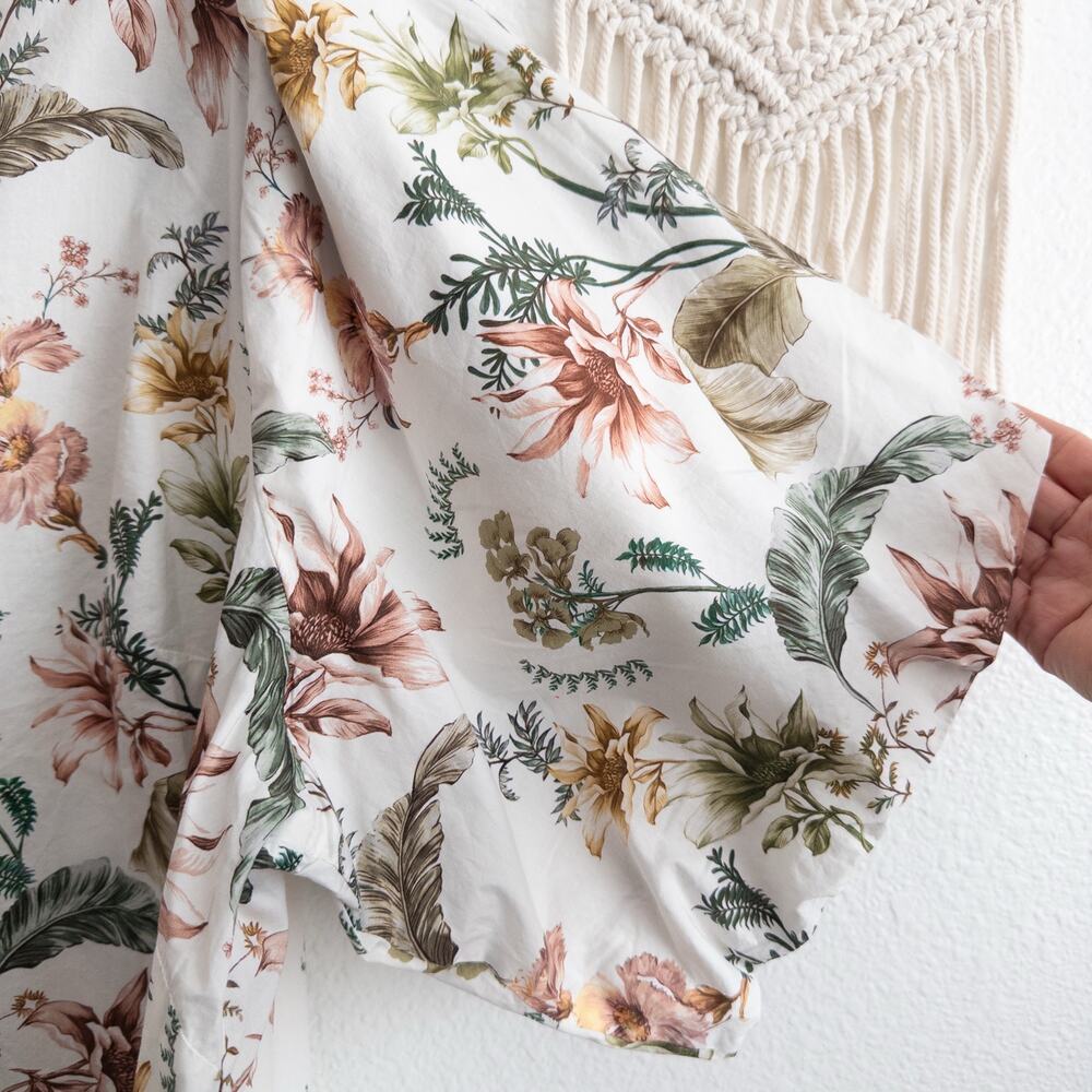 Anthropologie White Botanical Print V-Neck Puff Sleeves Size Plus 3X - Picture 4 of 9